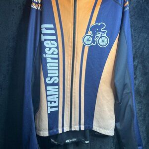 Sugoi Team Sunrise Tri Cycling Jersey Long Sleeve Orange Navy Size XL